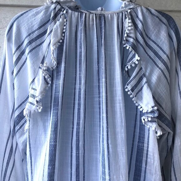 Ella Moss Size L Boho Peasant Style Rylee Lace Up Blouse - Picture 9 of 16